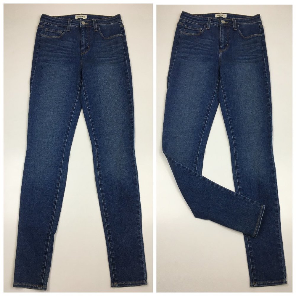 NWOT L'AGENCE MARGUERITE Mirage/Medium Wash Logo Hardware 5 Pocket Skinny Jeans